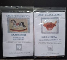 Liberty Lodge Punch Needle Craft X2 Highland Cow Rocking Horse  And Tools