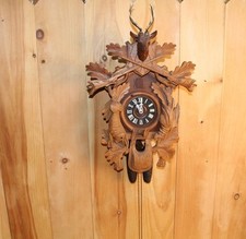 Large 8 Day German Schmeckenbecher Black Forest Hunter Cuckoo Clock~Runs Good ~