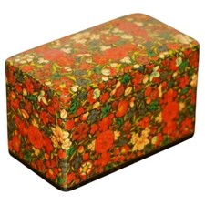 DECORATIVE ANTIQUE ORIGINAL KASHMIR PLAYING CARD BOX WITH TWIN COMPARTMENTS