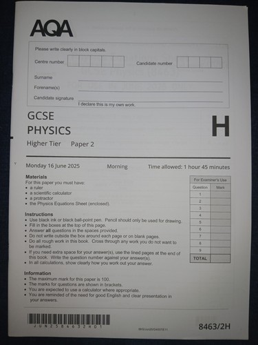 Gcse physics higher tier paper - gcse,