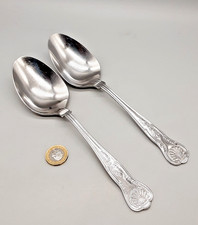 2 Vintage Viners Stainless Steel Table Serving Spoons - Kings Pattern - 22cm