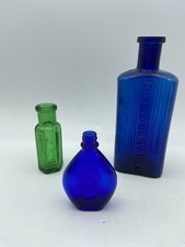 Antique - Collection of Poison Bottles - Cobalt Blue Glass - Various Sizes 