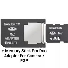 8GB PSP MEMORY CARD - M2 CARD + PRO DUO ADAPTER - UK SELLER
