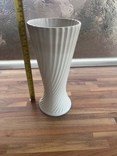 Vintage 50’s Dartmouth Pottery White Swirl Vase ,( 225 ) Approx 10.5”  Tall