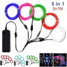 5 in 1 EL Wires Kits Battery-Powered Bright Neon Light Rope Tube for Christmas