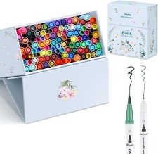 Dual Tip Brush Pens, Ohuhu Brush Markers Felt Tip Pens, 160 Colours Fineliners