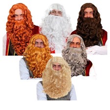 LONG CURLY WIG AND BEARD SET