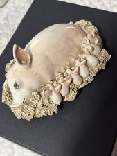 Vintage Basil Matthews Sow Pig & 7 Baby Piglets Figurine British Pottery England