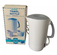TRAVEL KETTLE WOOLWORTHS Mini Kettle 0.7L WHITE  With 2 Cups Boxed Vintage VGC