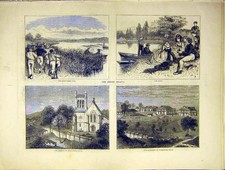 Original Old Antique Print