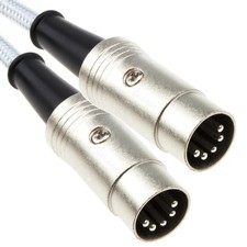 Pro MIDI Lead 5 Pin DIN Plug to Plug Cable Braided Metal Ends Fully Shielded