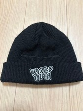 WASTED YOUTH Black Knit Hat Beanie