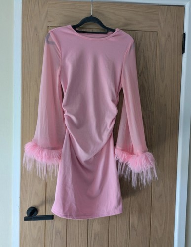 Pink bodycon feather cuff - pink,