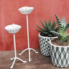 White Tea Light Stem Fluted