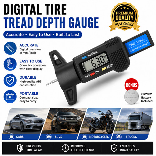 Digital tyre depth gauge - tyre,