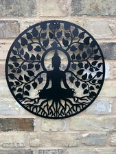 Buddha Metal Black Garden Outdoor Wall Art Plaque 40cm Diameter Gift Decoration