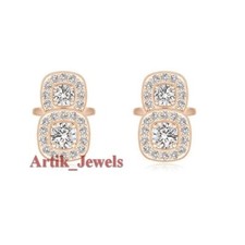 Moissanite Gemstone With 14K Rose Gold Plated Silver Cufflink #1213