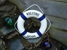 Lifering 53CM Welcome Aboard Blue & White Life Buoy Ship Boat maritime Bathroom
