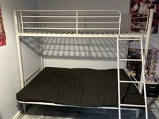 High Sleep with Futon Mattress Bed Couch Grey Metal Frame Black Sofa Mattress