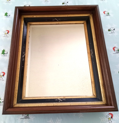 Antique wood frame mirror h - wood,