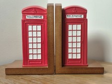Red Telephone Box Bookends. Shelf Ornaments.