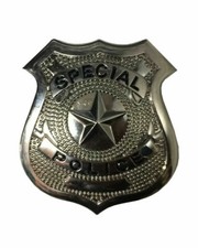 Silver metal police badge kids - metal,