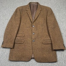 Fendi Blazer Mens UK 40R Brown 100% Virgin Wool Tweed Formal Made In Italy