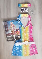 60s 70s HIPPIE - SMALL - FANCY DRESS COSTUME peace FULL OUTFIT retro MINI DRESS