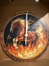 Horse fire metal wall Clock