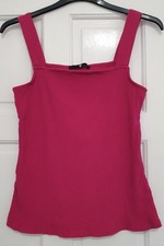 Very Size 14 Raspberry Pink Ribbed Sleeveless Vest Top !