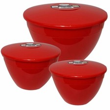Pudding Basins with Lids Red