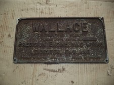 Large Vintage Cast Iron Makers Name Plate Sign Wallace Wigston Leicester