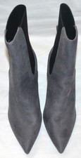 LADIES M&S FAUX SUEDE KITTEN HEEL POINTED TOE ANKLE BOOTS SIZE 5 GREY