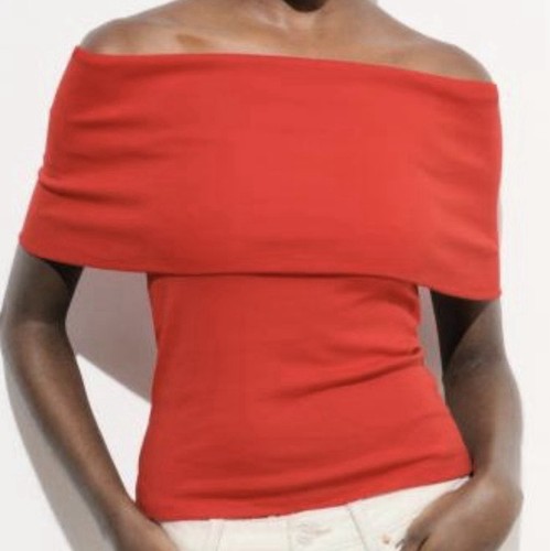 Zara red bardot top - red,