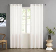 Pair (x2) Plain Voile Eyelet