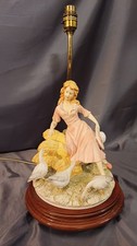 Large Vintage Capodimonte Figurine Lamp Of Girl With Geese By Giuseppe Armani.