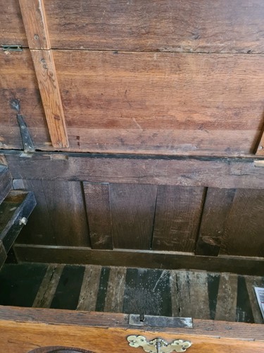 Antique oak coffer mule - coffer,