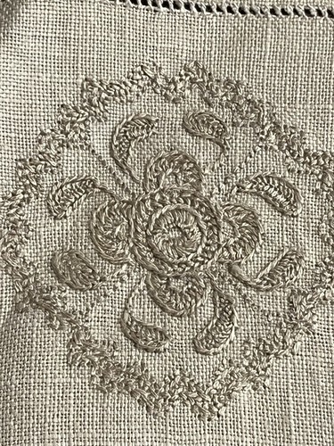 Vintage beige linen table mat - vintage,