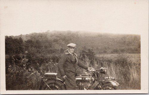 Man with old - with, motorcycle