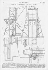 BOSTON Lincolnshire Hydraulic Coal Hoist at the Docks 2 x Antique Prints 1885