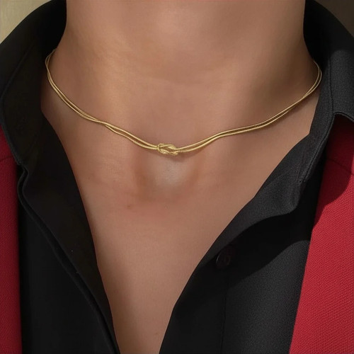 Knotted snake chain necklace - knotted,