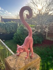 Unusual Large Pink Flock Ring Tailed Lemur Monkey Sculpture Figurine