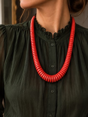 Vintage coral red wooden - vintage,