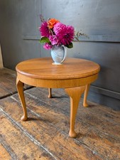 Antique / Vintage Light Oak Round Coffee Table Cabriole Legs M Rowntree