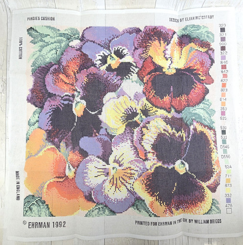 Ehrman pansies cushion - ehrman,