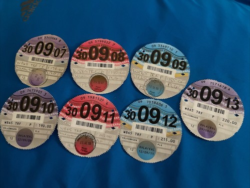Old used tax disc from - 7x,