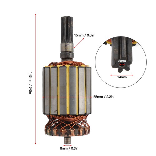 Dc12v winch motor rotor - dc12v, metal
