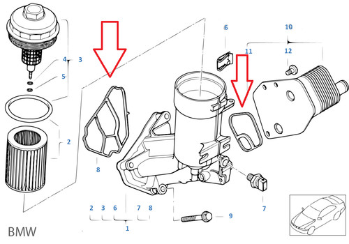 Oil filter housing - gaskets, kit