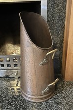 Vintage Copper & Brass Coal Scuttle Fireplace Bucket Reclaimed Large 49cm Tall