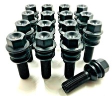 16 x ALLOY WHEEL BOLTS BLACK